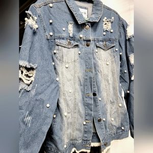 Pearl Denim Ripped Jacket